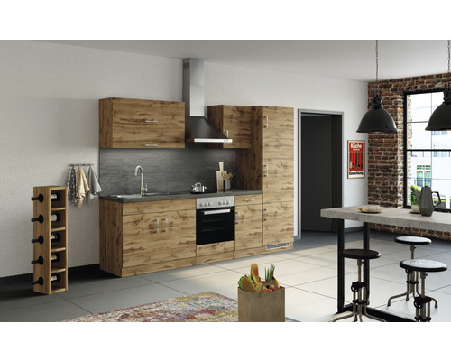 Küchenzeile Held Möbel Sorrento 1005.6281 eiche matt/eiche 270 cm inkl. Einbaugeräte