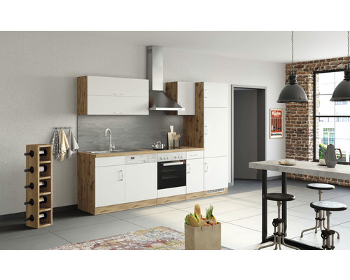 Küchenzeile Held Möbel Sorrento 1006.6279 weiß matt/eiche 270 cm