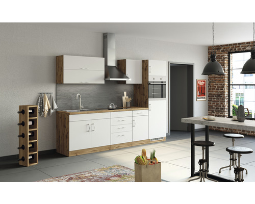 Küchenzeile Held Möbel Sorrento 1008.6279 weiß matt/eiche 270 cm