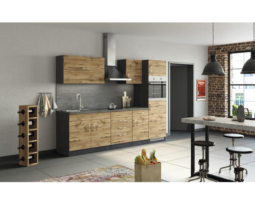 Küchenzeile Held Möbel Sorrento 1008.6282 eiche matt/grafit 270 cm