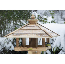 Vogelhaus aus Holz mit Blaumeise