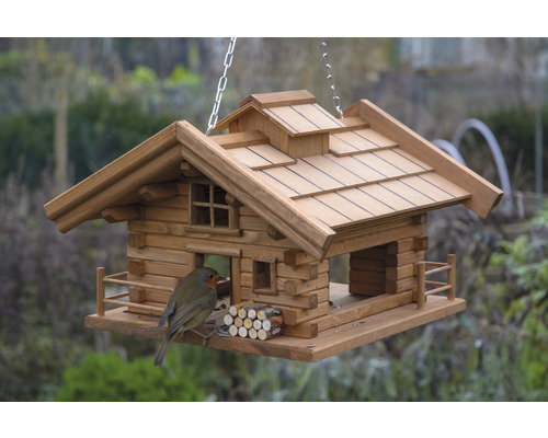 Holz Vogelhaus im Chalet Stil mit Kette zum Aufhängen