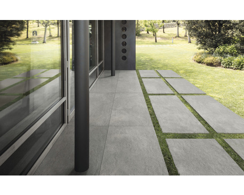 FLAIRSTONE Feinsteinzeug Terrassenplatte Casalingo Grey rektifizierte Kante 120 x 60 x 2 cm