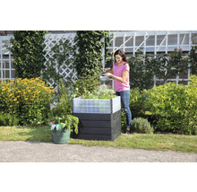 Hochbeet klassisch GARANTIA ERGO Quadro Turbo M 75 inkl. Flora-Wassersparsystem 80 x 60 x 75 cm wood anthrazit braun
