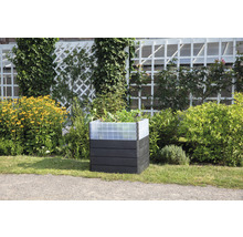Hochbeet klassisch GARANTIA ERGO Quadro Turbo M 75 inkl. Flora-Wassersparsystem 80 x 60 x 75 cm wood anthrazit braun