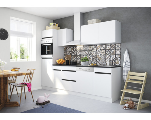 Küchenblock Optifit Luca weiß matt 270 cm inkl. Einbaugeräte mit Backofen Küchenblock Optifit Luca weiß matt 270 cm inkl. Einbaugeräte mit Backofen
