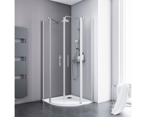 Runddusche mit Drehtür Schulte ExpressPlus Alexa Style 2.0 Radius 550 mm 900x900x1920 mm Echtglas alunatur