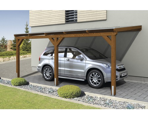 Einzelcarport SKAN HOLZ Vogtland 300x541 cm nussbaum