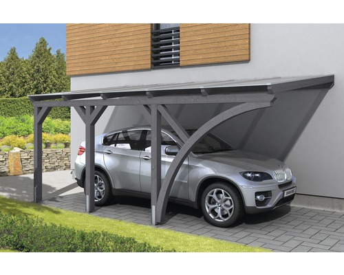 Auto unter einem Carport aus Holz