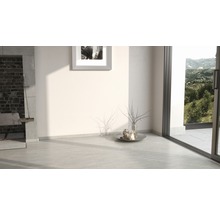 Heller Raum mit Kamin, Fenster und Dekoration