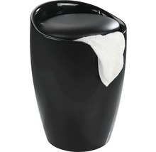 Schwarzer Badhocker mit Handtuchablage