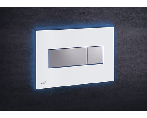 Betätigungsplatte Alca Komfort mit blauer Beleuchtung 2-Mengentechnik weiß/chrom