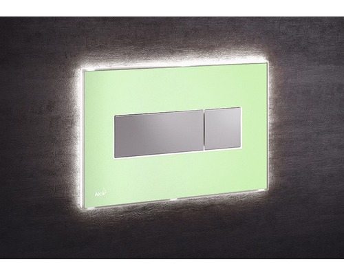 Betätigungsplatte Alca Komfort mit weißer Beleuchtung 2-Mengentechnik grün/chrom