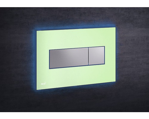 Betätigungsplatte Alca Komfort mit blauer Beleuchtung 2-Mengentechnik grün/chrom