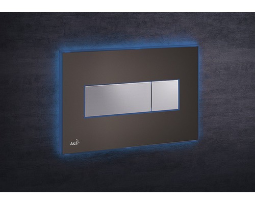 Betätigungsplatte Alca Komfort mit blauer Beleuchtung 2-Mengentechnik braun/chrom