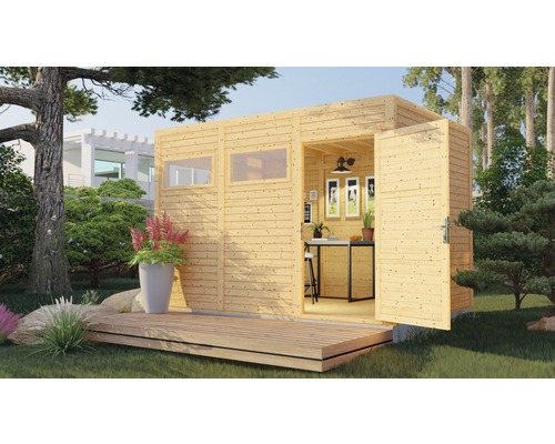 Gartenhaus Cubo 3 mit Fußboden 337x240 cm natur