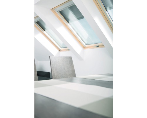 Innenraum mit Dachfenstern und Esstisch