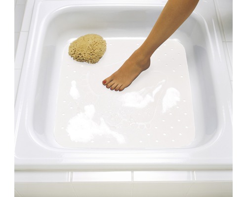 Badewanne mit Antirutschmatte, Naturschwamm und Fuß