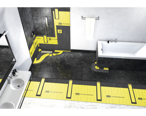 Badezimmer mit Dichtmanschetten für Dusche, Badewanne und Waschbecken