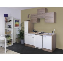 Singleküche Flex Well Samoa 9878 weiß/sonoma Eiche 180 cm inkl. Einbaugeräte-thumb-0