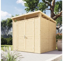 Gartenschrank aus Holz mit Doppeltür zur Aufbewahrung im Außenbereich