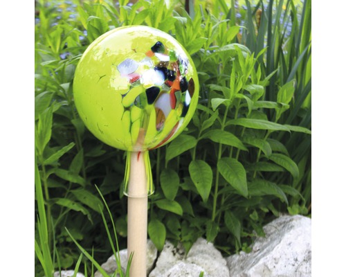 Gartendekoration Glaskugel auf Holzstab