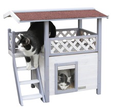Katzenhaus mit zwei Ebenen und zwei Katzen