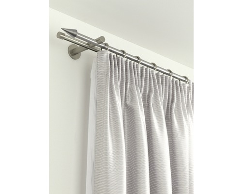 Doppelgardinenstange mit Vorhang und Endstücken in Pfeilform