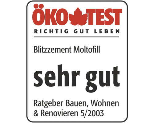 Öko Test Siegel: Blitzzement Moltofill, sehr gut