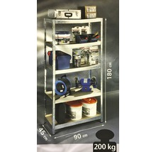 Regal mit fünf Böden, Abmessungen 180x90x45 cm, maximale Belastbarkeit 200 Kilogramm