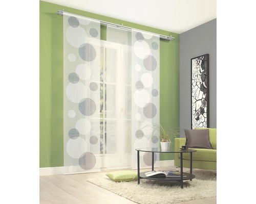 Wohnzimmer mit Schiebegardine mit Kreismuster