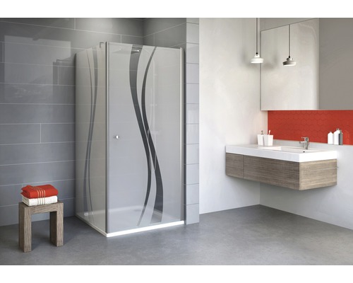 Drehtür mit Seitenwand Schulte Alexa Style 2.0 800x900x1920 mm Dekorglas Liane alunatur Drehtür mit Seitenwand Schulte Alexa Style 2.0 800x900x1920 mm Dekorglas Liane alunatur