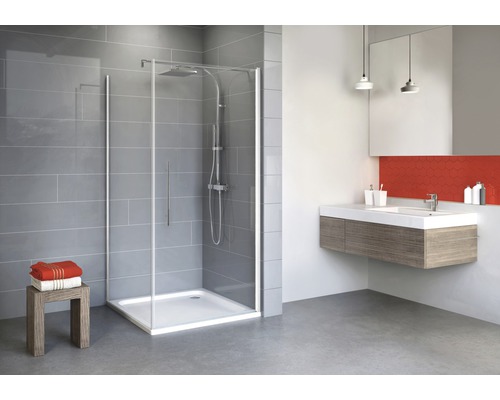 Drehtür mit Seitenwand Schulte Alexa Style 2.0 900x800x1920 mm Echtglas Klar hell weiß Drehtür mit Seitenwand Schulte Alexa Style 2.0 900x800x1920 mm Echtglas Klar hell weiß