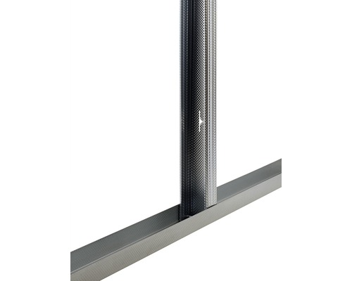 Detailansicht einer Metallkonstruktion aus Profilen für den Trockenbau