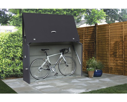 Fahrradgarage aus Metall mit Fahrrad