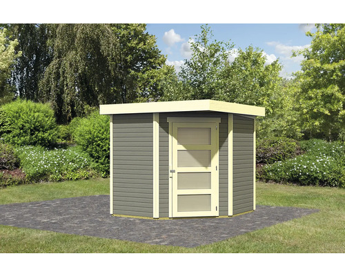 Gartenhaus aus Holz mit Tür im Garten