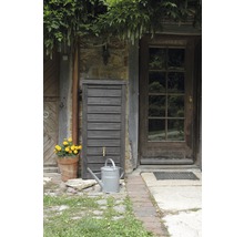 Gartenszene mit Wassertank, Gießkanne und Blumentopf