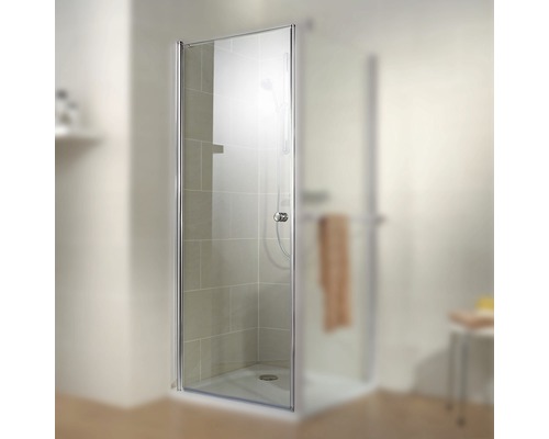 Duschwand mit Tür in einem Badezimmer.