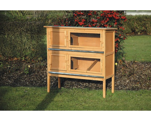 Doppelstöckiger Kleintierstall aus Holz für den Außenbereich