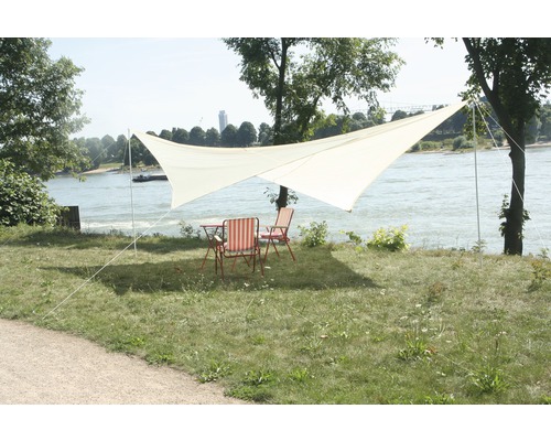Vierecksonnensegel, 400x400 cm wasser- und windabweisenden PES, inklusive 2 Befestigungsstangen, sand