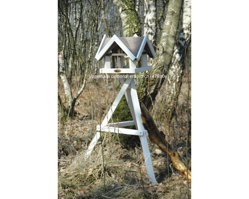 Vogelhaus mit Ständer im Garten