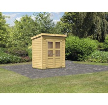 Gartenschrank aus Holz mit Doppeltür im Garten