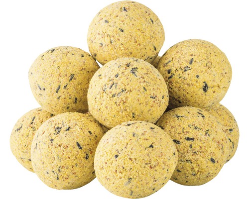 Stapel aus zehn Meisenknödeln für Wildvögel