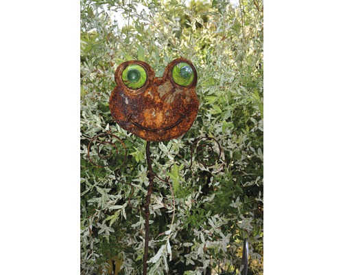 Dekorative Froschfigur aus Metall mit Glasaugen für den Garten