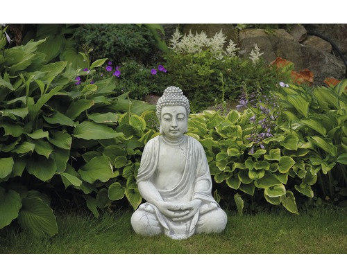 Gartenfigur Buddha H 50 cm, weiß-0