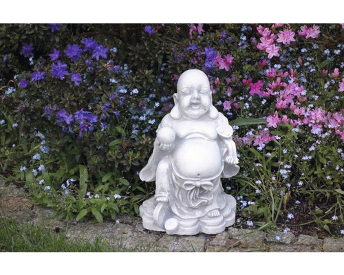 Gartenfigur Buddha H 30 cm, weiß-0