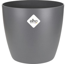 Grauer Blumentopf aus Kunststoff mit Elho Logo