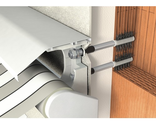 Detailansicht einer Markisenbefestigung an einer Wand