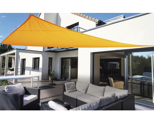 PeddyShield Dreiecksonnensegel 360x360x360 cm wasser- und windabweisenden PES 200 g/cm², gelb