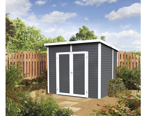 Gartenschuppen aus Holz mit Doppeltür im Garten